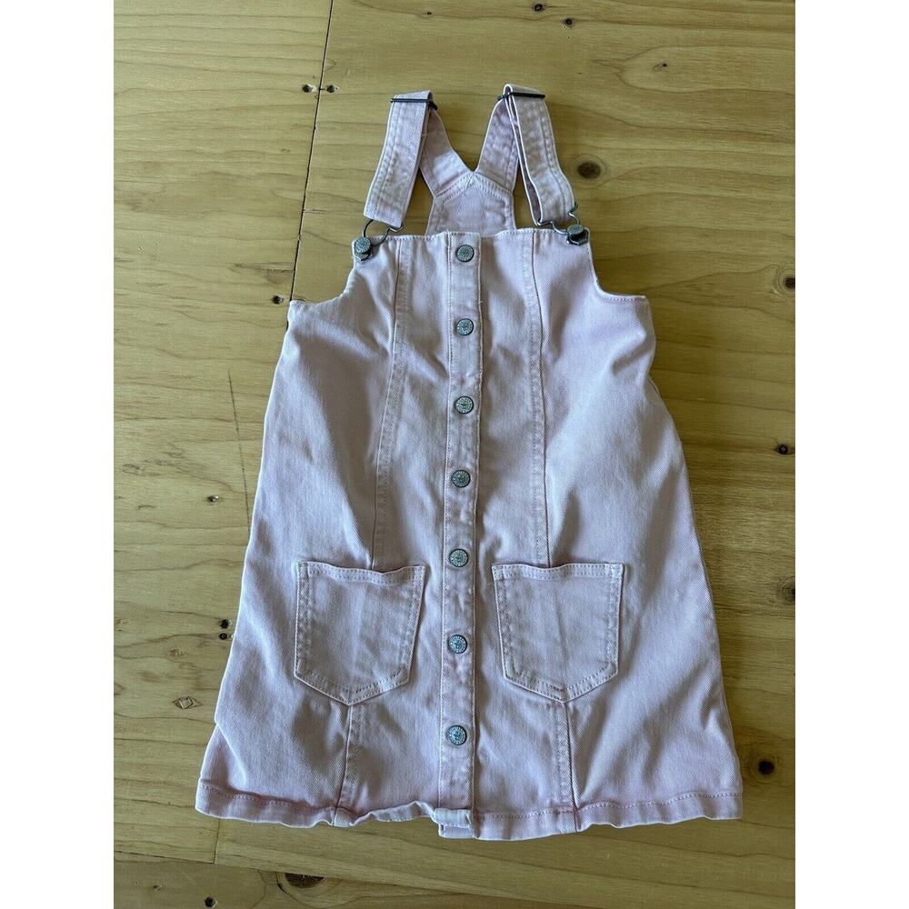 EUC Mark & Spencer Girls 6-7 Dress Pink Overall Jumper Overall